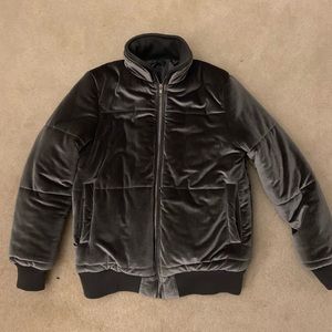 grey velvet puffer jacket 💖